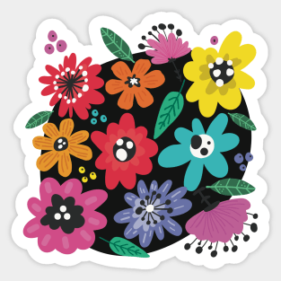 Flowerpower, a beautiful pattern of a colorful flower meadow that gives you the happy summer feeling Sticker